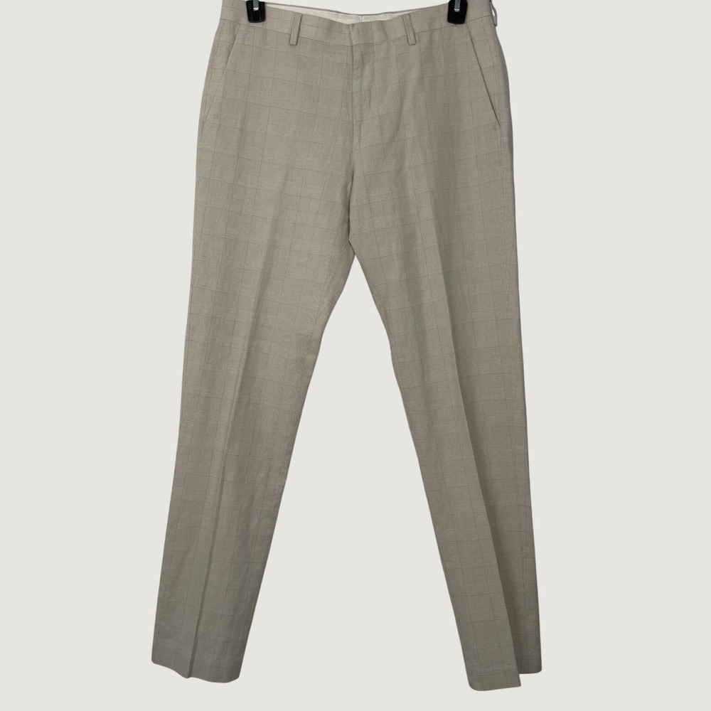 J.Crew Ludlow Slim Fit Baird McNutt Irish Linen Cotton Plaid Pants 32x34 AU429